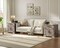 Greige End Table with Barn Door Storage Power Outlets USB Type-C Ports